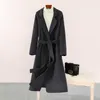 Vestidos casuales de moda de longitud de lana de lana de lana de doble cara de moda 2024 rodilla suelta