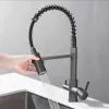 Temizleyiciler yeni filtre siyah mutfak lavabo musluğu 360 derece dönüş su arıtma musluk çift kolu sıcak soğuk mikser musluklar