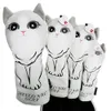 Golf Head Cover For Driver Fairway Hybrid PU Leather Waterproof Cute Cat Ragdoll Heavy Fur Pile Lining Protector Golf Wood Cover 240409