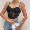 Женские танки Camis Vemina Кружевая цветочная полотка сетки через Halter Bustier Top Top Black Fashion Strt Сексуальный корсет -корсет Slim Corset y240420