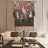 140x105cm Belgique Europe US Home Jacquard Fabric Decoration Tapestry Lady Decorative Painting Series Textile Wall Sentures 240409