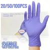 Disposable Gloves 20/50/100PCS Purple Nitrile Household Waterproof Hair Dye Tattoos Dishwashing Cleaning Tools