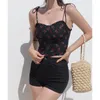 Camisoles Tanks Fashion Fashion Buffles Cherry Print Slim tira