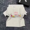 女性用Tシャツ最高品質のデザイナースモールフレグランス刺繍細い縞模様の縞模様のポロネックショートスリムトップトップY240420