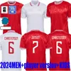 24 25 Kids Danmark Football Kit Chicharito Euro 2024 Camisetas Children's Kit National Team Home and Away Football Kit Christensen Jensen T-shirt