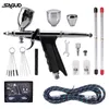 Double Action Airbrush Kit with 0m Air Brush Gun Cleaning Needle Accessories for Cake Nail Tattoo Painting Makeup 240408