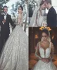 2018 Retro Sheer Secion Illusion Long Rleeves Suknie ślubne z koronkową aplikacją Arabską Arabską pannę młodą suknie ślubne 2831623