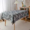 Table de coton coton lin bleu huile peinture jacquard compche florale couverture polyvalente à couverture épaisse pour nappe