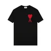 24ss Mens T-shirt Womens T-shirt amis Fashion Luxury T-shirt Designer Summer 100% Cotton Red Heart A Embroidered Couple T-shirt Street Leisure Haikyuu Clothing A25