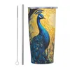 Tumblers Stainless Steel Tumbler Cute Peacock Thermal Mug Painting Art Leakproof Cold And Car Mugs Travel Graphic Water Bottle