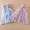 Toddler Baby Girl Dress Rainbow Ceile Tiulle Tutu Vestidos 15 Y Kids Birthday Party Princess Set Summer Summer Sweet Stroje 240416