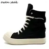 Scarpe casual Owen Seak Men tela allenatori di lusso alla caviglia con sneaker sneaker zip hip hop streetwear piatti neri stivali neri