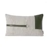 Pillow Nordic Farmhouse Home Decoration Sofa Green Cotton And Linen Stitching Metal Buckle Lumbar Outdoor Garden