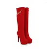 Boots Winter Winter Fashion Flock Fringe Crystal Round Head Zipper Heel High Plus Plus 34-43