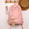 Schooltassen Multifunctionele grote capaciteit Middle Schoolbag College Girl Backpack Cute Bear Teen Laptop Bag Primaire boek