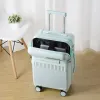 Bagage Fashion Front Opening 20 22 24 26 Inch Boarding Suitcase Travel resväskor med Wheel ABS+PC Rolling Bagage Case With Cup Holder