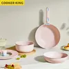 Miski 3PCS Król Król Nonstick Pants i patelnie - nietkłączne ceramiczne gotowanie z pokrywkami piekarnik Safe Compatybilny W