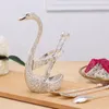 Forks Creative Dinnerware Set Stainless Steel Decorative Swan Base Holder With 6 Spoons For Coffee Fruit Cake Dessert Stirring Mixing