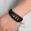 Chain Fashion 3 Layers Black Punk Style Design Leather Bracelet for Men Stainless Steel Magnetic Button Birthday Gift Male Bracelets Y240420