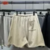 ZODF Men 330gsm Solid Waffle Shorts Unisex Retro Loose Breathable Drawstring Casual Shorts Streetwears HY0578 240415