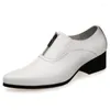 Dress Shoes Pointed Small Leather For Men Wearing Business Attire Korean Version Of British White With Height Increase 5cm