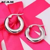 Boucles d'oreilles Hoop ICAM 20/25 mm de diamètre de mode solide de mode punk solide pour femmes Brincos Round Wholesale Cadeau