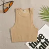 Women's Tanks Seamless Ribbed Crop Top Casual Sleeveless Tank Tops Solid Basic Versatile Vest Summer Elastic 14 Colors