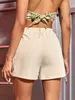 Dames shorts Women Fashion Shorts STRT Solid Slant Sitets Fold geplooide vrachtshorts Ladies Casual vakantieverslijtage Y240420