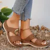 Hausschuhe Frauen Sandalen Outdoorschuhe elegante niedrige Absätze Sommer großer Zapatos Mujer Keil Heeled Frau