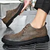 Dress Shoes Heren Fashion Casual Leather Non-Slip Wear-Resistent Sports Comfortabele platte slip-on Men38-46