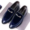 Męskie buty do imprezy czarne buty patentowe elegancki włoski poślizg na mokasynach męski punkt w rozmiarze palcem aksamit 240420