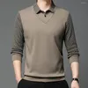 Suéteres masculinos Pullover de pullover listrado suéter de lapela com design de malha quente e luxuoso para o estilo de negócios formal Slim Fit Slave Long Slave Fall