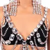 Sexy exagéré carré cristal dames poitrine de chaîne de mammaire de bijoux personnalité multicouche bikini corpore de carrosserie corporel accessoires 240415