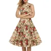Robes décontractées Fashion Femmes Hobe Summer Sans Manches TUNIC RETRO VINTAGE 1950S 60S Big Swing Long Floral S-xxl
