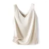 Women's Tanks V-neck Tank Tops Women Stylish Summer For Vest Smooth Satin Fabric Loose Fit Pullover