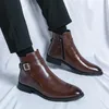 Stivali da uomo di alta qualità da uomo caviglia maschili cerniera marrone nero classico business casual fashion party showle scarpa
