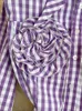 Женская блузская рубашка для печати клетку для женских блузков кружев Tops Slim 2024 Fashion Трехмерная цветочная блузка Summer Inkeo 4T090