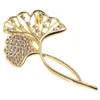 Brosches strass brosch lyxig blad stift känslig kostym tillbehör ginkgo mode smycken elegant lapel
