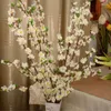 Decorative Flowers Artificial Cherry Spring Plum Peach Blossom Branch Silk Flower Tree For Wedding Party Decoration White Red Yellow Pink