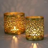 Ljushållare 1st Geometric Hollow Iron Holder Vintage Lanterns Table Ring Candlestick Wedding Decor Home Ornaments