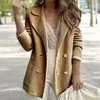 Women's Suits Women Formal Coat Lady Suit Stylish Double-breasted Warm Mid-length Business Jacket With Turn-down Collar