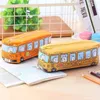 High Quality Cartoon Animal School Supplies Canvas Pen Bag Pencil Case Bus Shape