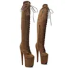 Dance Shoes Fashion Women 20CM/8inches Suede Upper Plating Platform Sexy High Heels Thigh Boots Pole 169-3