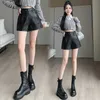 Shorts femininos 2023 New Autumn Winter Women Leather Shorts Ladies Moda Alta Cintura Pu Pu