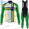 Conjuntos de corridas 2024 Brasil Green Cycling Roupas Jersey de inverno Conjunto de mangas compridas homens de bicicleta de bicicleta de bicicleta