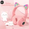 Earphones Bluetoothcompatible Wireless headphones with Mic Cute Cat Kids Girls Stereo Music Gamer Helmet Gaming Headset Support SD card
