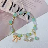 Chaîne Bracelet de fleurs florales blanches sucrées coréennes pour femmes Lily de la vallée Bowknot Bracelets perlés colorés Bijoux de fête de fête Y240420