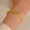 Chain WANZHI 2022 Fashion Gold Plated Inlaid Zircon Double Heart Bangle for Women Trend Party Wedding Jewelry pulseras Y240420