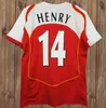 2002 2005 Henry Bergkamp Mens Retro Soccer Maglie 94 97 V. Persie Vieira Merson Adams a casa 3a camicia da calcio a maniche lunghe