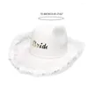 Bérets Feather Brim Cowgirl Hat Neck Scarf Femme Masquerade Party Night Club Tenue